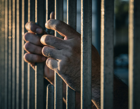 Mano humana gen&eacute;rica sosteniendo una reja