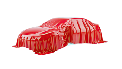 Red Car Covered by a Shiny Red Cloth