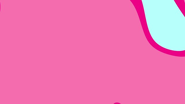 A playful and modern animation featuring organic pink and light blue liquid shapes moving fluidly across the screen with a pop-art vibe