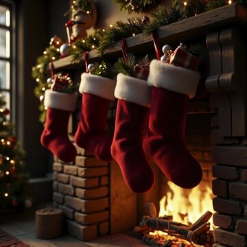 navida, buj&iacute;a, fuego, decoraciones, alumbrado, vacaciones, llama, chimenea, candela, moreno, &aacute;rbol, celebraciones, vino, luz de vela, noche, ardiente, negro, calcetines, media, regalo, pap&aacute; noel, rojo