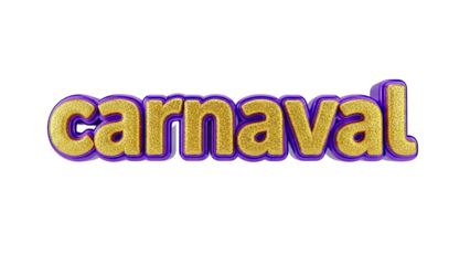 3D Carnaval Text with Glitter and Purple Outline