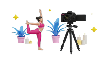 3D Yoga Instructor Recording a Class Online