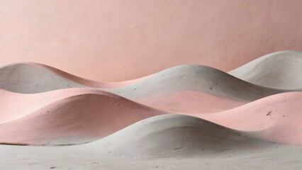 Abstract Pink and Grey Wavy Forms Background - Minimalist Pastel Dunes Texture for Modern Design