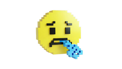 Pixelated Emoji Vomiting Blue Cubes