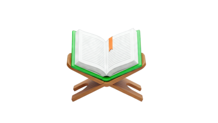 Open Book on a Wooden Stand with Bookmark
