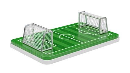Miniature Soccer Field with Goals on a White Base