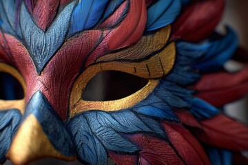 Feathered Mardi Gras Carnival Mask Close Up