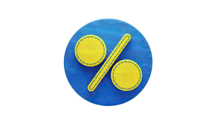 3D Percentage Symbol Icon on Blue Background
