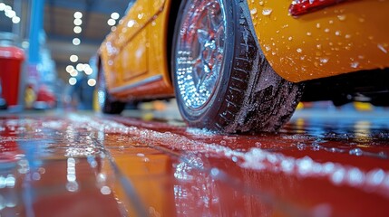 Wet Classic Car with Showroom Floor.