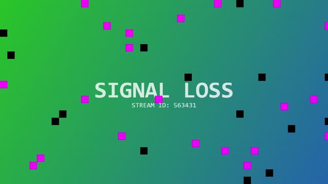 Signal Loss Stream Error Falling Pixel Rain Animation signal loss streaming error with falling pixel rain, digital connection failure and glitch interface loop