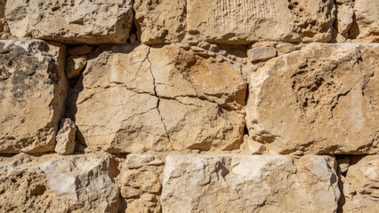 Stone wall texture with cracks in warm tones  