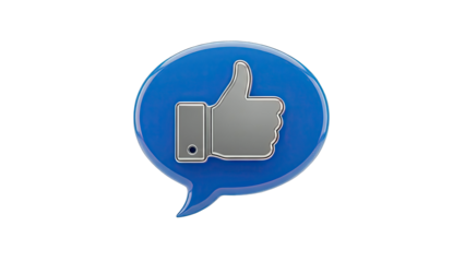 Blue Speech Bubble with Thumbs Up Icon