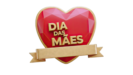 Dia das M?es Heart with Golden Ribbon