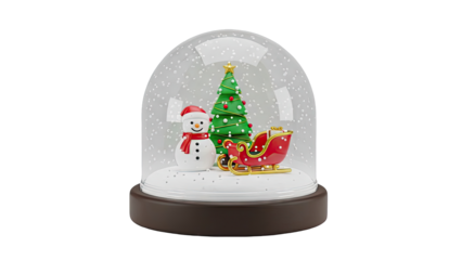 Christmas Snow Globe with Snowman, Tree, and Sleigh