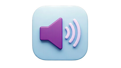 3D Speaker Icon with Sound Waves
