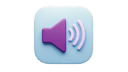 3D Speaker Icon with Sound Waves