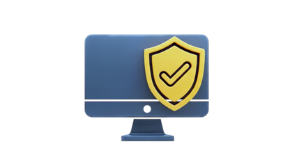 Computer Security Shield with Checkmark Icon