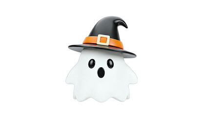 Cute Ghost Wearing Witch Hat