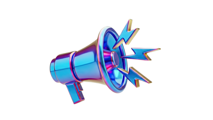 Iridescent Megaphone with Lightning Bolts