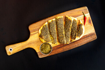 Zaatar naan, a Mid east fusion flatbread with Indian-style naan bread with the tangy, herbal...