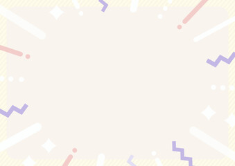 淡色ベージュのレトロ装飾フレーム背景 横長デザイン｜A4 高画質