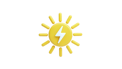 3D Sun with Lightning Bolt Icon