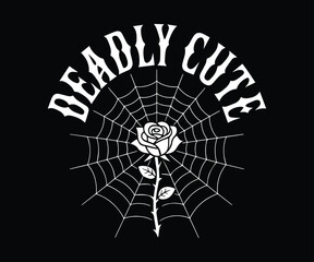 Edgy Whimsical Rose Illustration with Gothic Typography