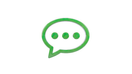 Green 3D Speech Bubble Icon with Ellipsis
