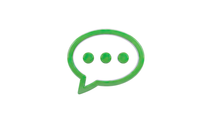 Green 3D Speech Bubble Icon with Ellipsis