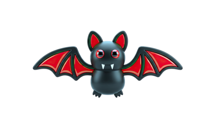 Cute 3D Bat with Red and Green Wings