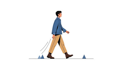 Fototapeta premium Man walking through obstacles, conceptual illustration of overcoming challenges
