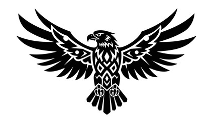 Obraz premium Black Eagle Silhouette Tattoo Design Illustration.