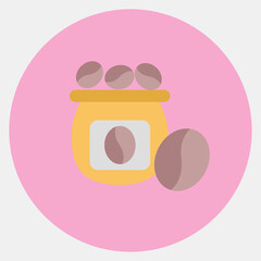 Icon coffee bean. Coffee shop elements. Icon in color mate style.