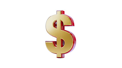 Obraz premium 3D Golden Dollar Sign with Red Outline
