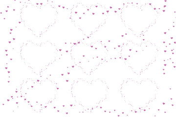 Pink heart shapes forming a repeating pattern on a white background