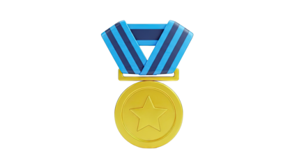 Gold medal with blue ribbon