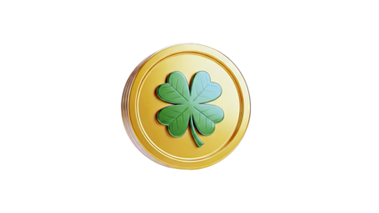 Golden Coin with Four-Leaf Clover
