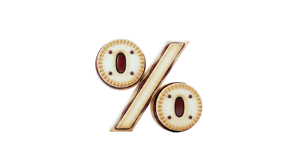 Percent sign made of cookies with chocolate filling