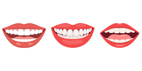 Laughing Mouth Set PNG Transparent, Cartoon Smile Lips Expression Collection, Funny Happy Emoji Mouth Illustration for Comic Design, Sticker Pack, Facial Expression Elements