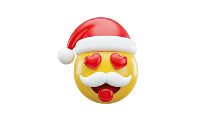 Christmas Emoji with Heart Eyes and Santa Hat