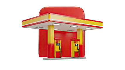 Modern Gas Station Canopy with Pumps