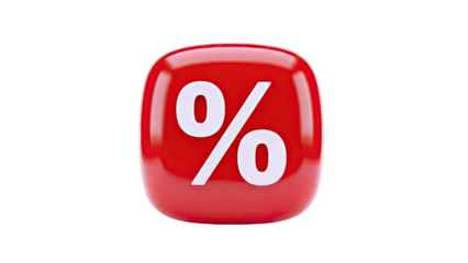Red 3D Percentage Sign Icon