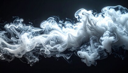 Abstract white smoke cloud floating on a dark background, creating a mysterious and atmospheric visual effect suitable for overlays or creative compositions.