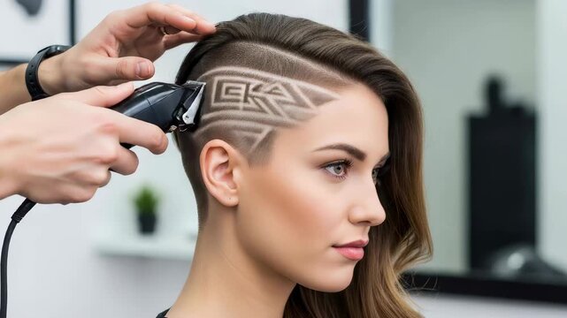 Geometric Hair Artistry: A Womans Undercut Design