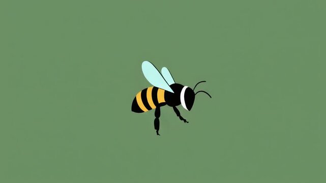 A small vector bee rapidly fluttering its wings while making small, erratic, figure-eight