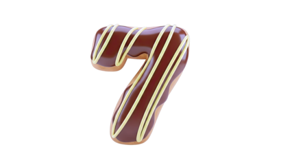 Number 7 Donut with Chocolate Glaze and Yellow Drizzle