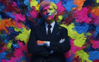 Man Covered in Neon Paint