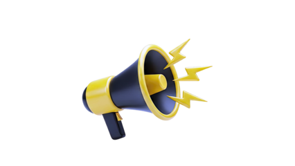 3D Megaphone with Lightning Bolts