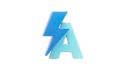 Blue Lightning Bolt and Letter A Logo