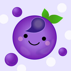 かわいいブルーベリーのイラスト